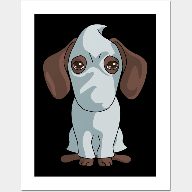 Cute Dachshund Ghost Funny Ghost Boo Halloween Gift for Dog Lovers Wall Art by Blink_Imprints10